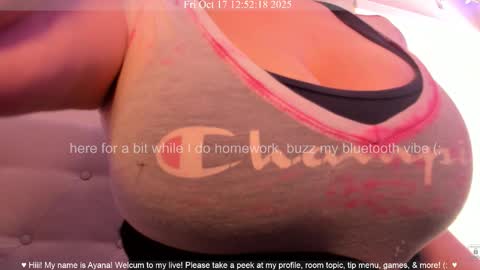 Snapshot of ayanadelatorre chatting on October 17, 7:51 pm Ayana Delatorre online show from October 17, 7:51 pm